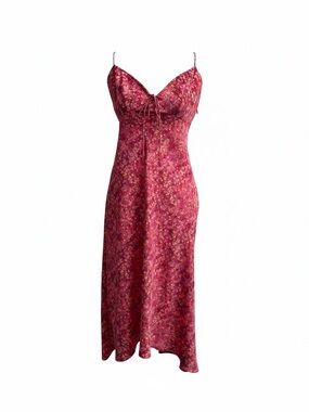 Express Vintage 90s Sleeveless Floral Midi Dress Spaghetti Straps Pink 5/6 Vtg